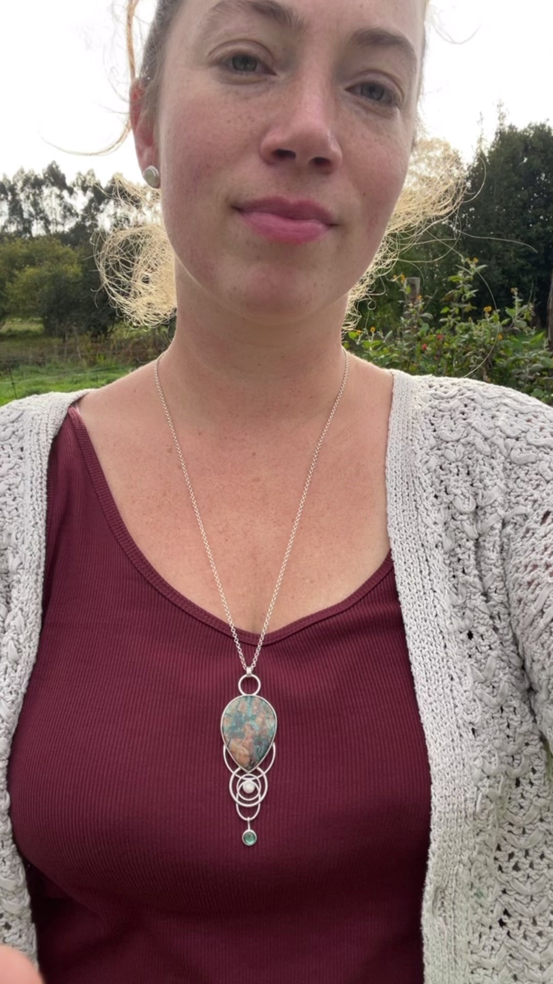 Stone stud earrings in silver #9 • Kyanite (ready to ship)