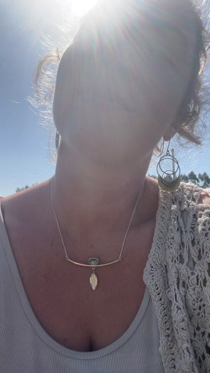 OOAK Oona silver necklace #2 • Kyanite & casted leaf (ready to ship)