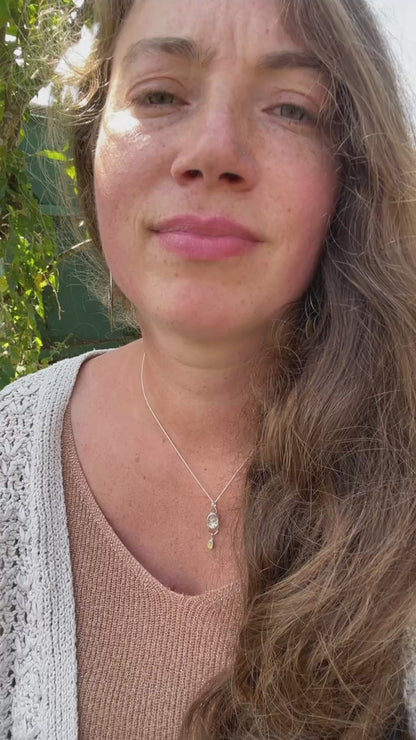 Pièce unique Pendentif Osmose #52 ~ avec plante capturée • Aigue-marine & Opale (prêt à expédier)