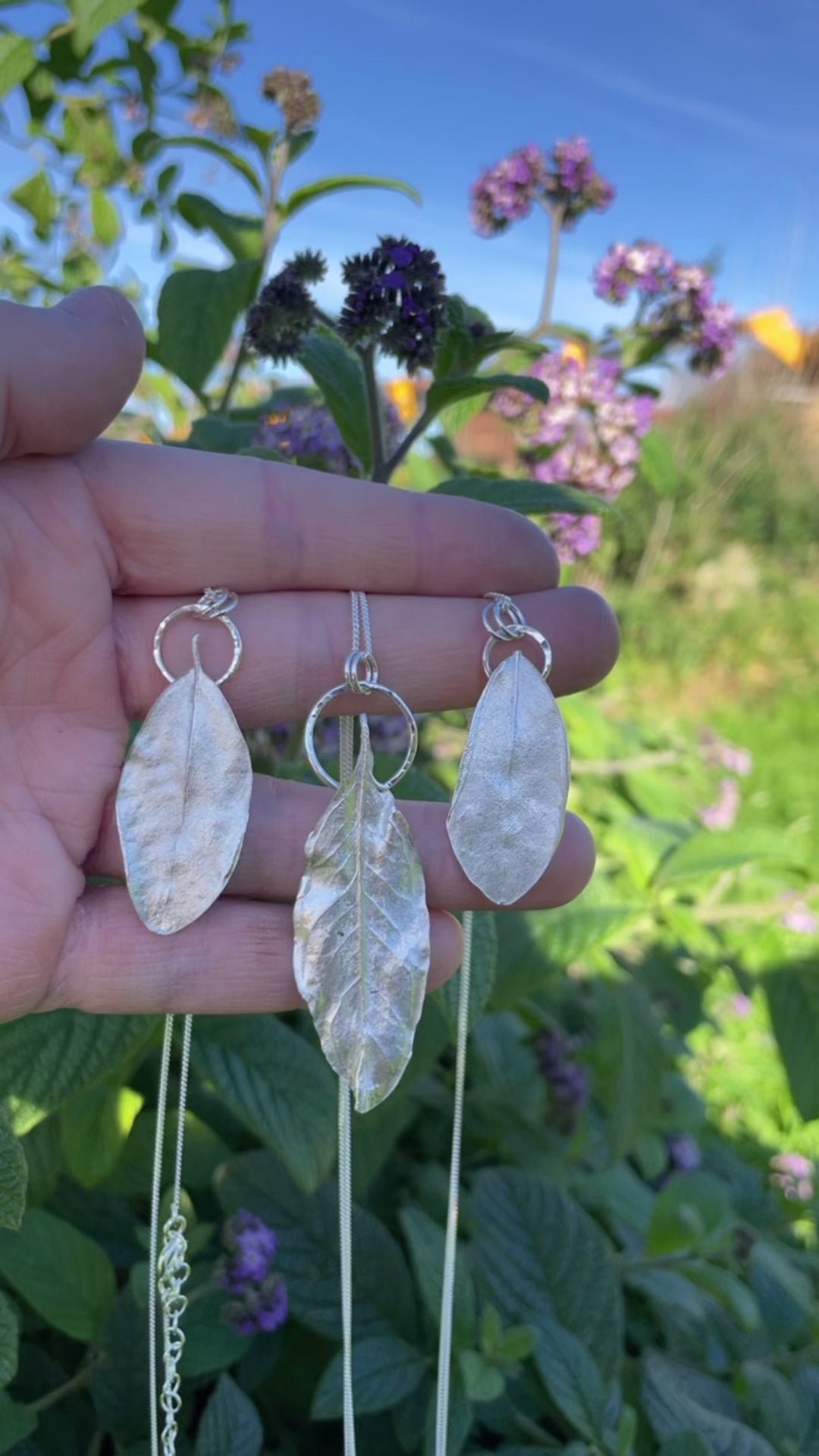 OOAK Pomegranate Leaf pendant in silver #13 (ready to ship)