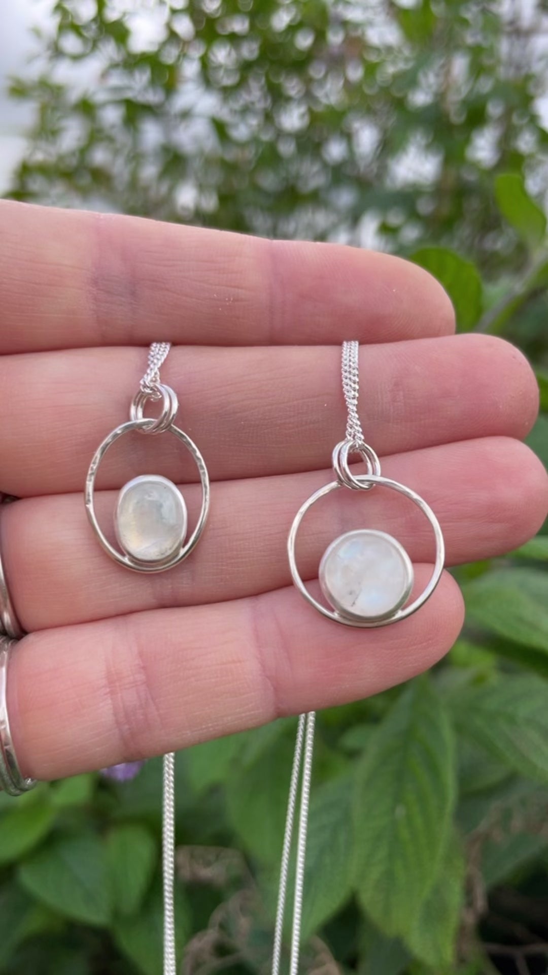 OOAK Mae pendant in silver #19 • White Labradorite ~ Rainbow Moonstone  (Ready to ship)