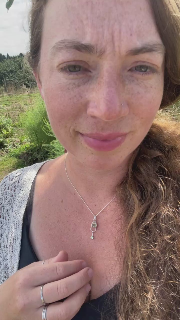 OOAK Osmose pendant #54 ~ with captured plant • Lemon quartz & Peridot (ready to ship)