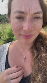 Load and play video in Gallery viewer, OOAK Osmose pendant #54 ~ with captured plant • Lemon quartz &amp; Peridot (ready to ship)
