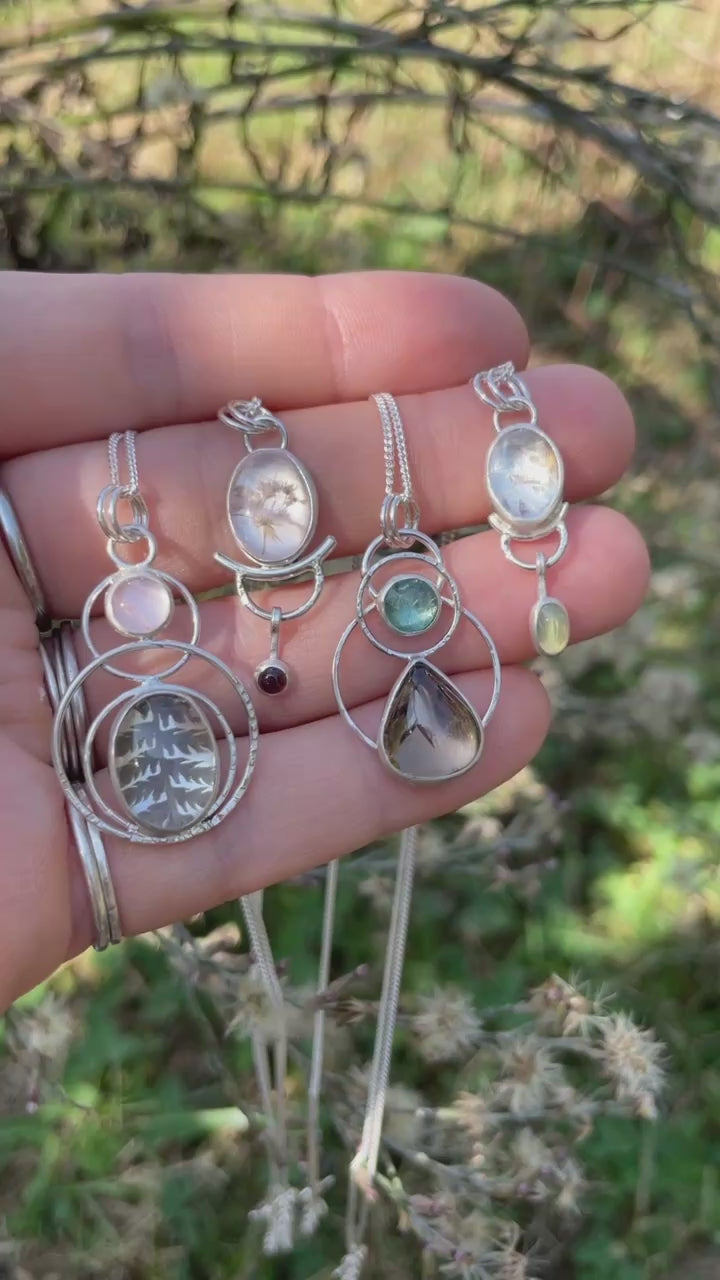 OOAK Osmose pendant #55 ~ with captured plant • Rose Quartz (ready to ship)