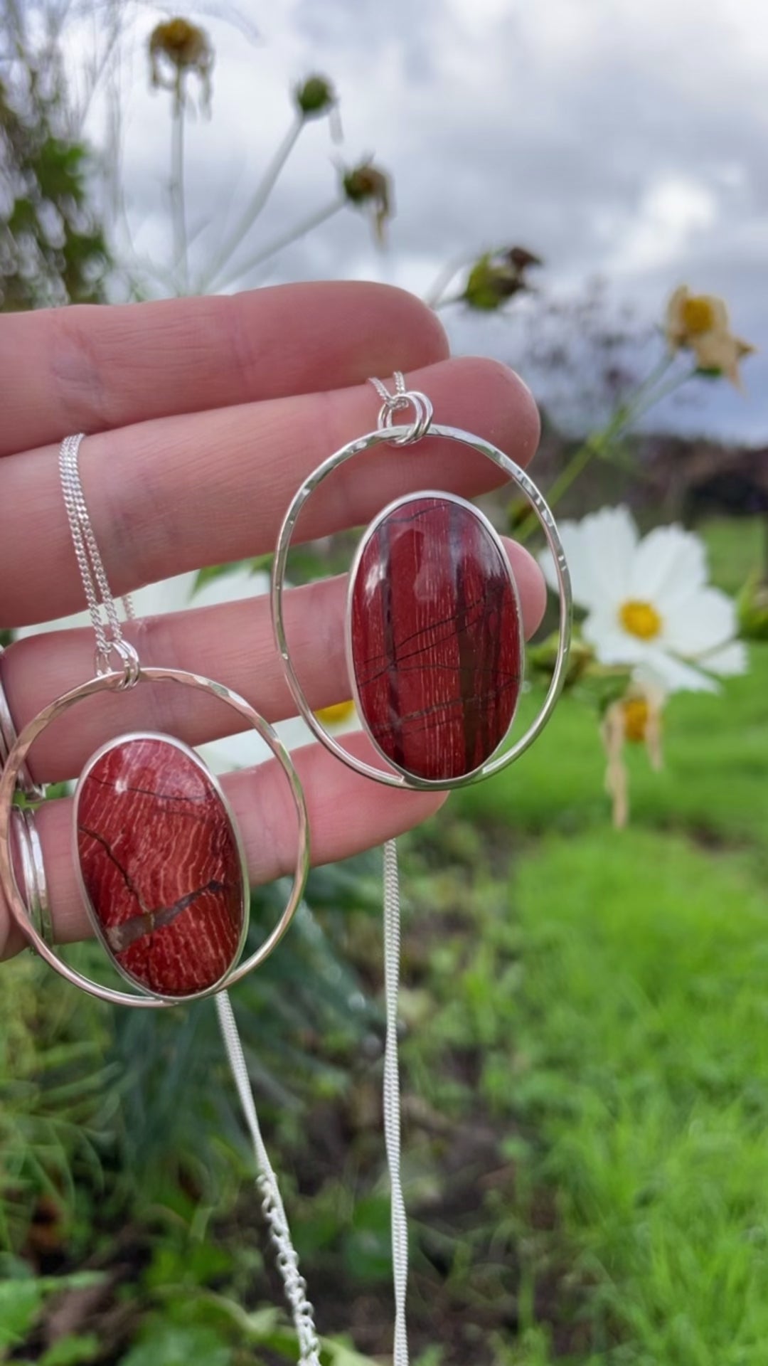 OOAK Mae pendant in silver #27 • Red Jasper (Ready to ship)