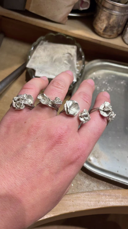 Pieza única Nalae, anillo orgánico de plata #19 • talla 51,5 (listo para enviar)