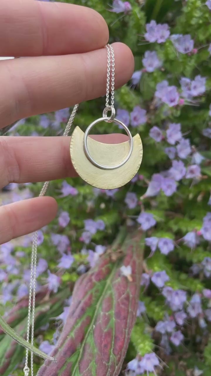 OOAK • Crescent moon pendant in silver & brass #23 (ready to ship)