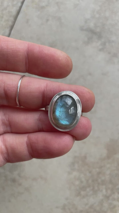 Anillo Sena con labradorita ~ talla 55   (listo para enviar)