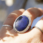 Cargar imagen en el visor de la galería, Unique Lapis Lazuli Stone Ring (ready to ship)
