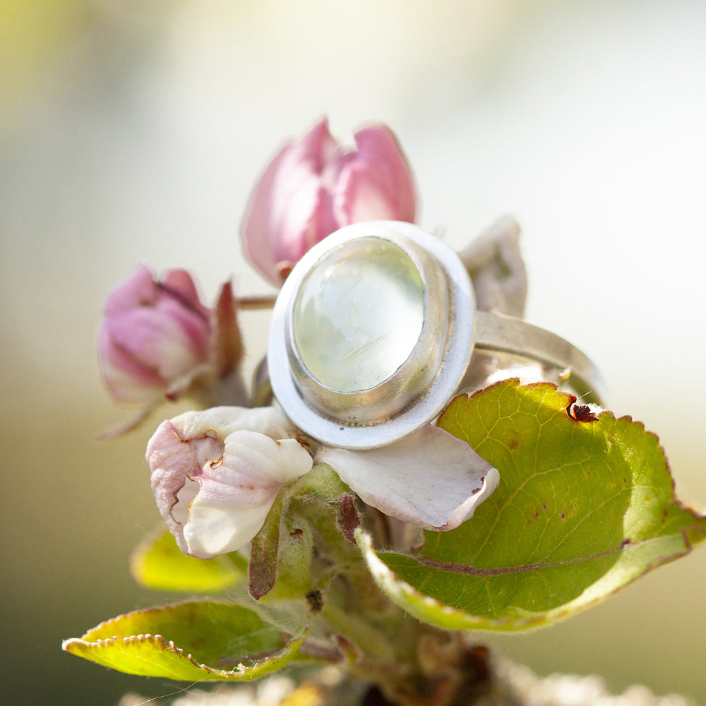 Sena ring with prehnite ~ size 55   (ready to ship)