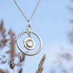 Load image into Gallery viewer, OOAK moon halo &amp; tourmaline pendant in silver   (ready to ship)
