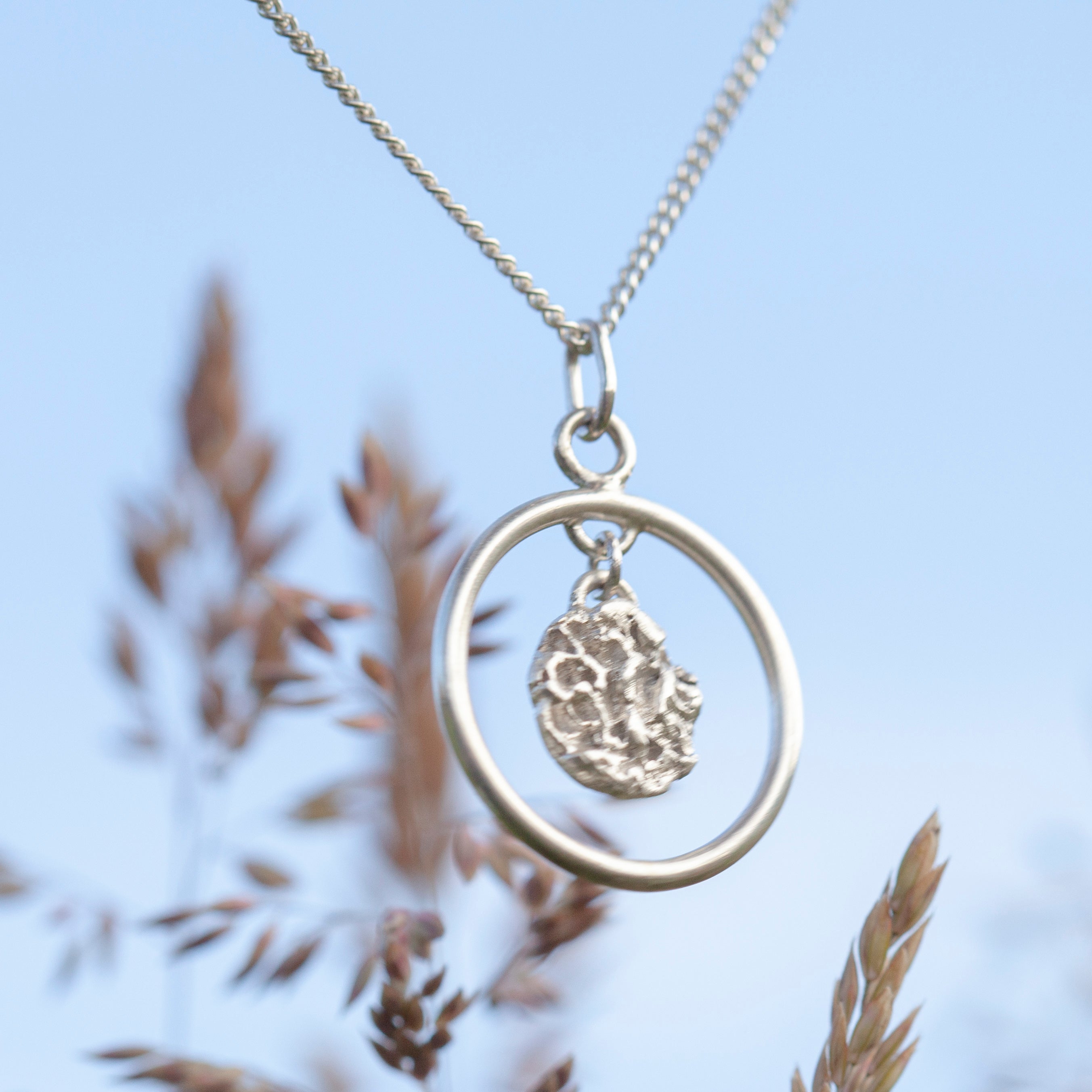 OOAK moon halo & tourmaline pendant in silver   (ready to ship)