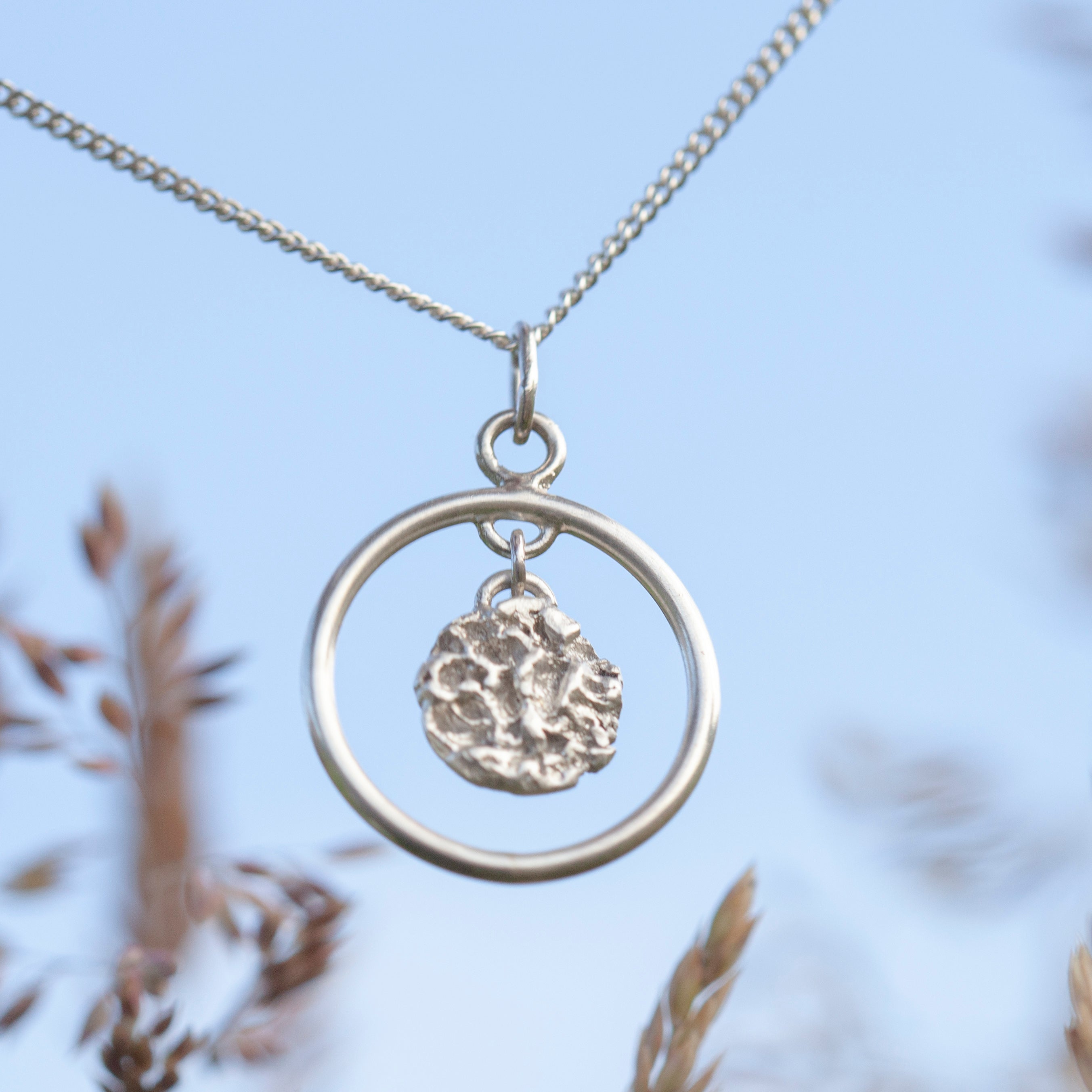 OOAK moon halo & tourmaline pendant in silver   (ready to ship)