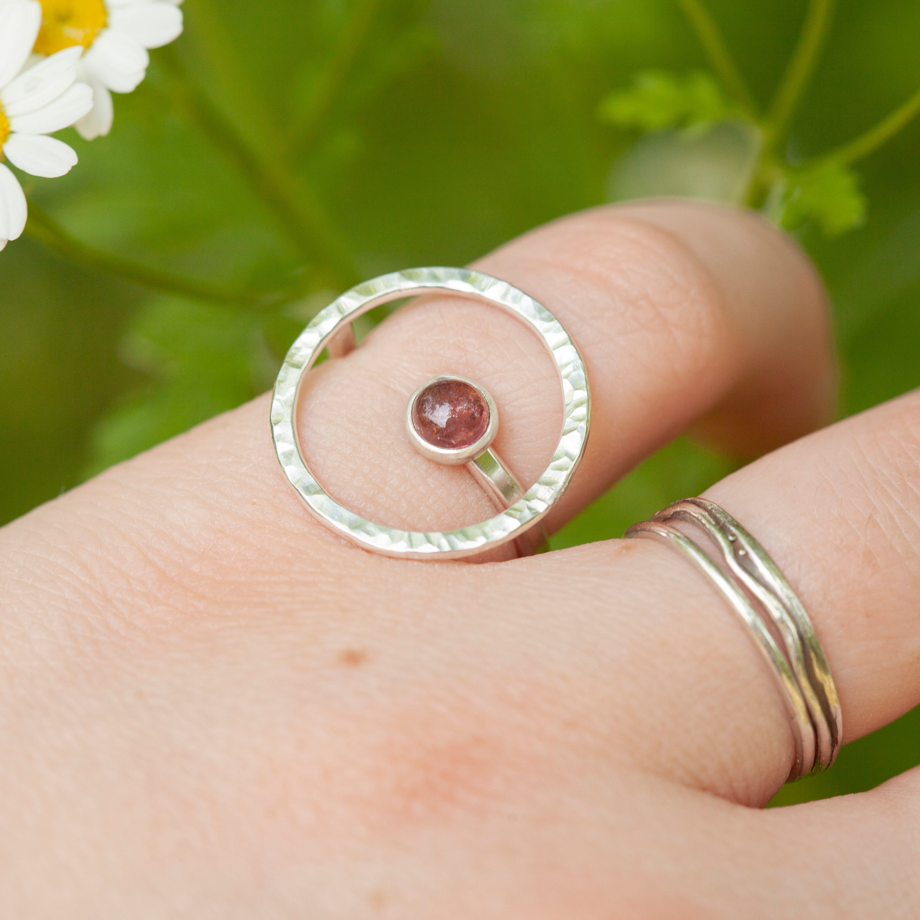 OOAK Lua ring with tourmaline ~ Size 50 ~ can be adjusted (ready-to-ship)