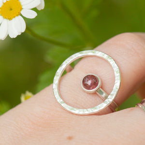 OOAK Lua ring with tourmaline ~ Size 50 ~ can be adjusted (ready-to-ship)