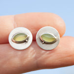 Afbeelding in Gallery-weergave laden, OOAK stud earrings with tourmaline eyes ~ silver (ready-to-ship)
