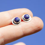 Charger l&#39;image dans la galerie, OOAK stud earrings with lapis lazuli ~ silver (ready-to-ship)
