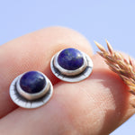 Load image into Gallery viewer, OOAK stud earrings with lapis lazuli ~ silver (ready-to-ship)
