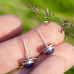 Afbeelding in Gallery-weergave laden, OOAK stud earrings with lapis lazuli ~ silver (ready-to-ship)
