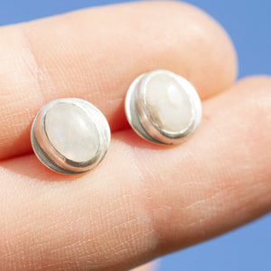 OOAK stud earrings with white labradorite ~ silver (ready-to-ship)
