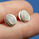 Charger l&#39;image dans la galerie, OOAK stud earrings with white labradorite ~ silver (ready-to-ship)
