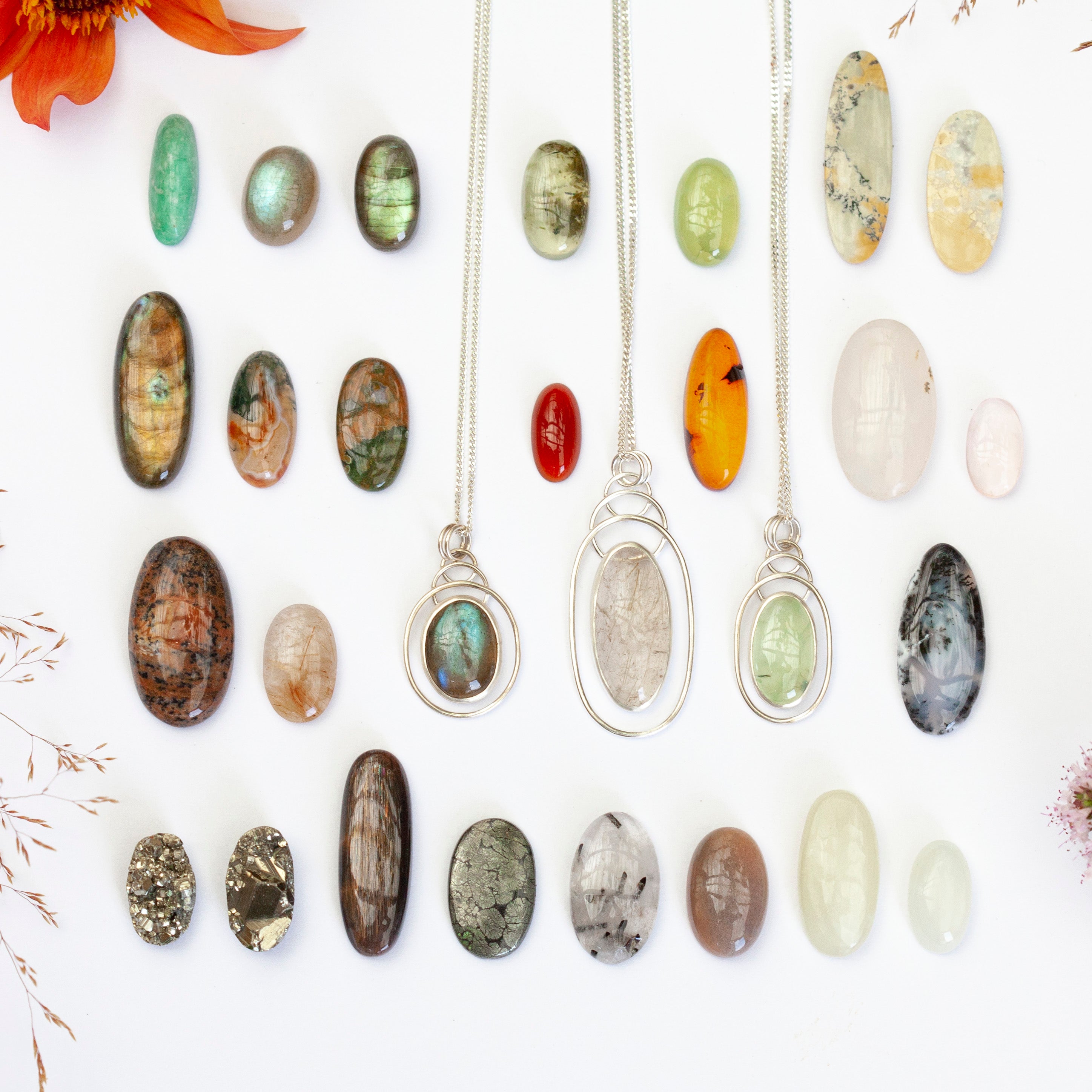 Choose Your Stone : Onda Pendant   (made to order)