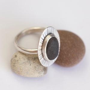 OOAK intuition ring with black pebble ~ Size 51 (ready-to-ship)
