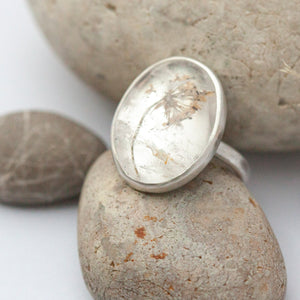 OOAK ring with captured plant #1 • quartz ~ size 58,25   (ready to ship)