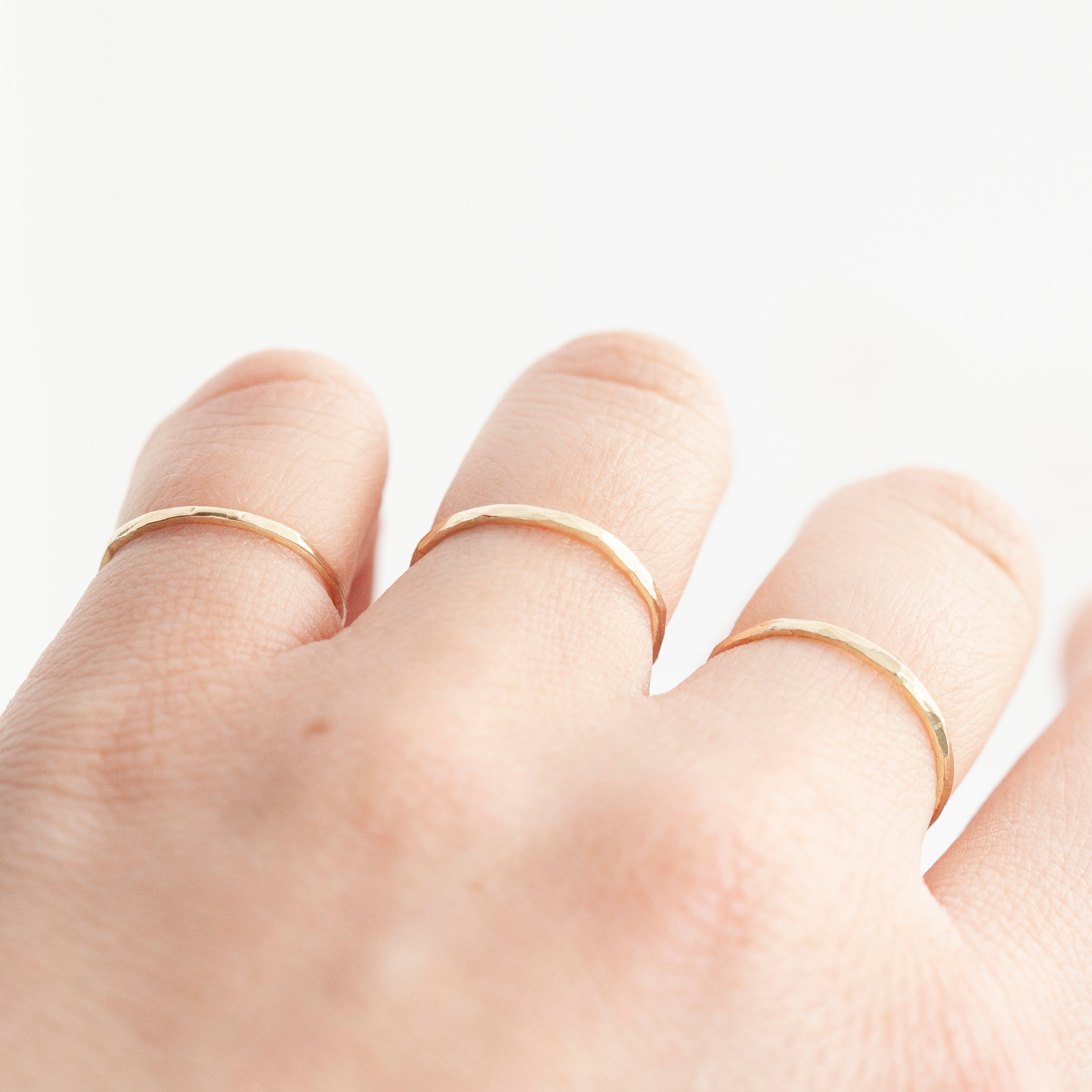 Simple hammered solid 14k gold ring (ready to ship)