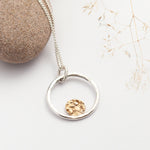 Load image into Gallery viewer, OOAK Moon halo pendant #3 • silver &amp; solid 18k peach gold   (ready to ship)
