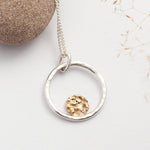 Afbeelding in Gallery-weergave laden, OOAK Moon halo pendant #3 • silver &amp; solid 18k peach gold   (ready to ship)
