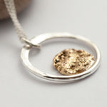 Lade das Bild in den Galerie-Viewer, OOAK Moon halo pendant #2 • silver &amp; solid 18k peach gold   (ready to ship)
