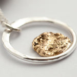 Afbeelding in Gallery-weergave laden, OOAK Moon halo pendant #2 • silver &amp; solid 18k peach gold   (ready to ship)
