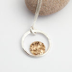 Cargar imagen en el visor de la galería, OOAK Moon halo pendant #2 • silver &amp; solid 18k peach gold   (ready to ship)
