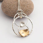 Charger l&#39;image dans la galerie, OOAK Cosmos pendant #2 • Silver &amp; solid 18K peach gold (ready to ship)
