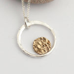Load image into Gallery viewer, OOAK Moon halo pendant #1 • silver &amp; solid 18k yellow gold   (ready to ship)
