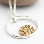 Load image into Gallery viewer, OOAK Moon halo pendant #1 • silver &amp; solid 18k yellow gold   (ready to ship)
