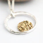Afbeelding in Gallery-weergave laden, OOAK Moon halo pendant #1 • silver &amp; solid 18k yellow gold   (ready to ship)
