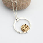 Charger l&#39;image dans la galerie, OOAK Moon halo pendant #1 • silver &amp; solid 18k yellow gold   (ready to ship)

