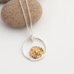 Afbeelding in Gallery-weergave laden, OOAK Moon halo pendant #4 • silver &amp; solid 18k peach gold   (ready to ship)
