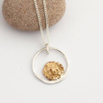 Cargar imagen en el visor de la galería, OOAK Moon halo pendant #4 • silver &amp; solid 18k peach gold   (ready to ship)

