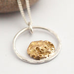 Load image into Gallery viewer, OOAK Moon halo pendant #4 • silver &amp; solid 18k peach gold   (ready to ship)
