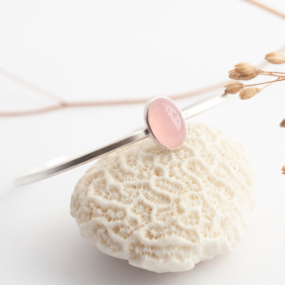 Alba bracelet with rose quartz   (ready to ship)