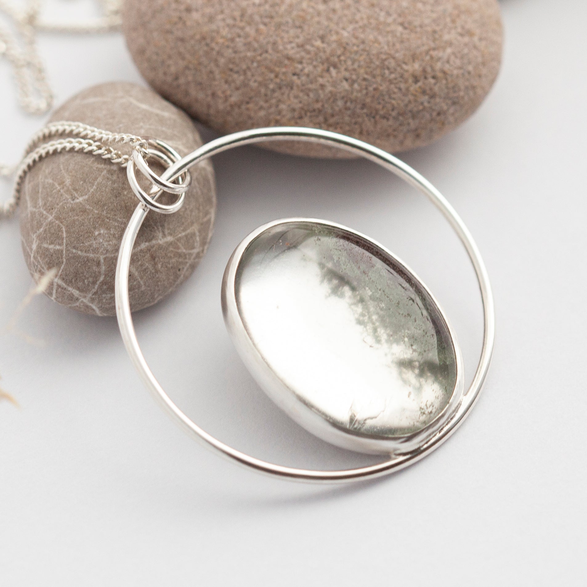 Mae pendant in silver with garden quartz  (Ready to ship)