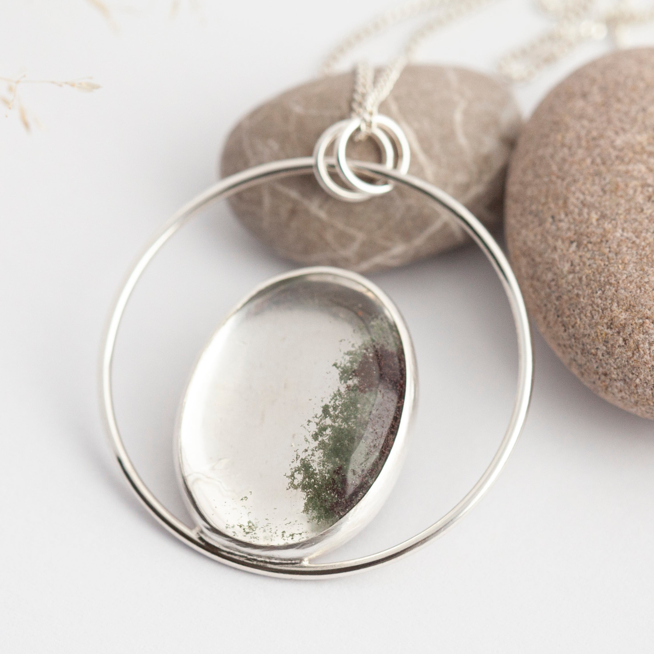 Mae pendant in silver with garden quartz  (Ready to ship)