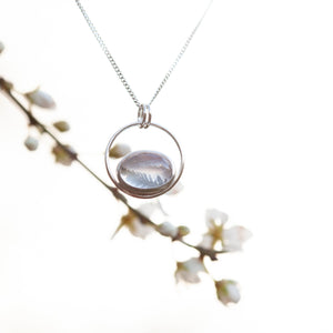 OOAK pendant with captured plant #2 • rose quartz   (ready to ship)