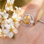 Load image into Gallery viewer, OOAK ring with captured plant #4 • citrine ~ size 52,25   (ready to ship)
