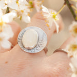 Load image into Gallery viewer, OOAK ring with plant imprint #1 • moonstone ~ size 55,25   (ready to ship)
