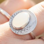 Charger l&#39;image dans la galerie, OOAK ring with plant imprint #1 • moonstone ~ size 55,25   (ready to ship)

