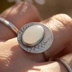 Afbeelding in Gallery-weergave laden, OOAK ring with plant imprint #1 • moonstone ~ size 55,25   (ready to ship)
